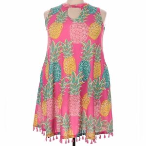 Simply Southern Pink Pineapple Print Swing Dress | Size XXL